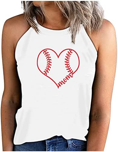 HGCCGDU bejzbol mamine majice žene 2023 Vrhovi rezervoara visoki vrat slatki basebal grafički tinesu casual