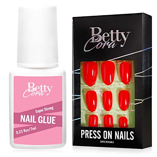 BettyCora kratka presa na noktima sa jakom četkom na snopu lepka za nokte, 24 kom Pink Gel presa