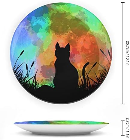 Mačka s šarenim punim mjesecom smiješne kosti Kina Dekorativna ploča okrugla keramičke ploče za ploče sa