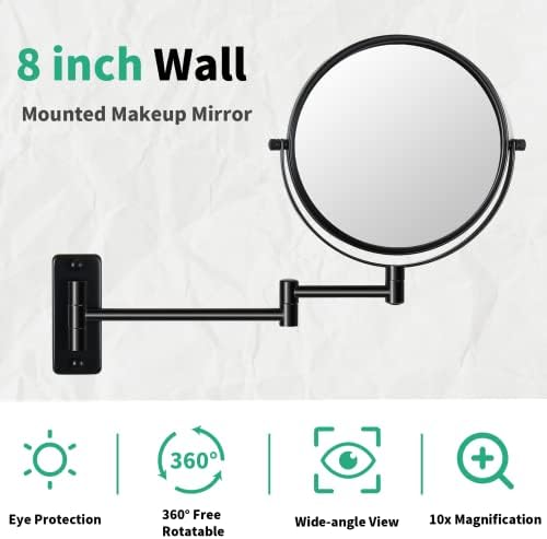 Yinjupu ogledalo za šminkanje, 1x/10x zidno ogledalo za šminkanje koje uvećava dvostrano 8 ogledalo za ispraznost
