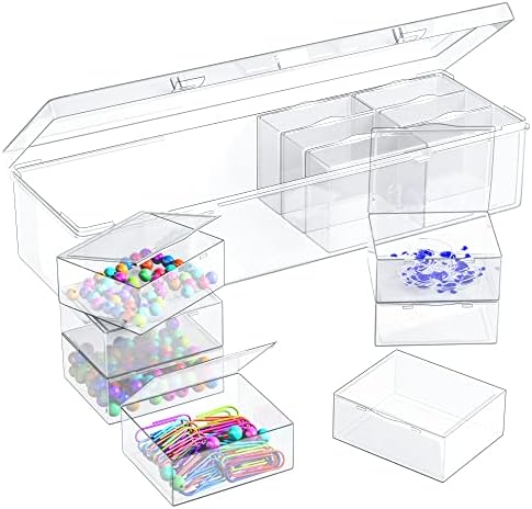 Goczsvoy 13kom Mini plastičnih prozirnih kutija sa kutijom za odlaganje, malih plastičnih prozirnih posuda