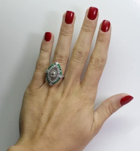 Opal Nakit Art Deco Ženski Smaragdni Dragi Kamen Posrebreni Vjenčani Zaručnički Prsten Veličine 6-10