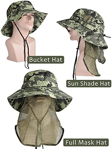 TIRRINIA WIDY BRIM Sunčani šešir sa preklopom iz vrata, UPF 50+ planinarski safari za muškarce