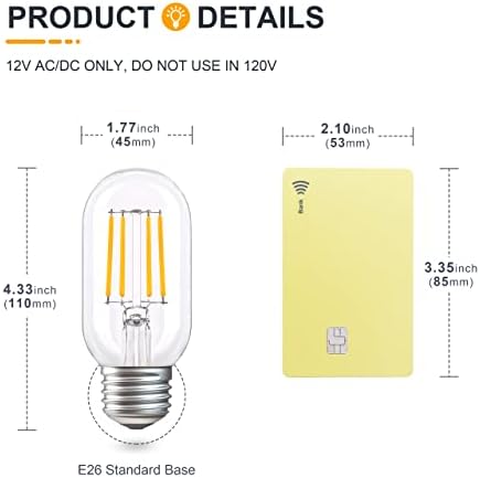 TOKCON 12-voltne niskonaponske LED Sijalice - meke tople 2700k - 4W E26 12v cevaste sijalice i 6w E26 Edison