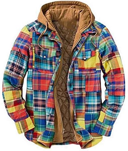 PXLOCO obložena jakna za jakna Muška flannel hoodie quilted muške mačke duge slatke jeseni košulje