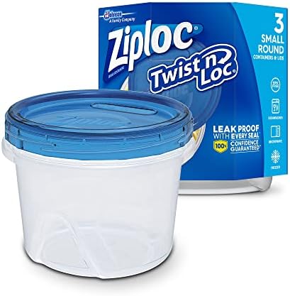 Ziploc Twist N Loc kontejneri za skladištenje hrane za višekratnu upotrebu za organizaciju kuhinje, Sef u mašini za pranje sudova, mali krug, 3 broja