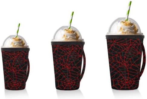 Halloween Spider Web Crveno 14 rukav za paled za piće s ručkama neoprenjski čaše za sode, latte,