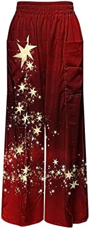 Božićni šumski hlače visokog struka Žene cinch donji joggeri sa džepovima Lounge pantalone Torbesti