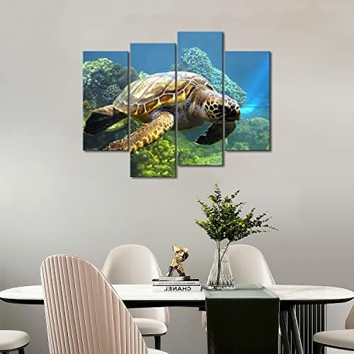 Kornjača pliva u dnu morskog zida Umjetnost Slika Slika Print na platnu slike životinja Za poklon za