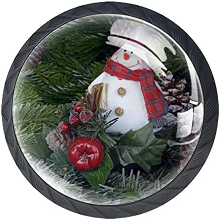 TYUHAW okrugla ladica povlači ručku Božićni snjegović Borov konus štampanje sa šrafovima za
