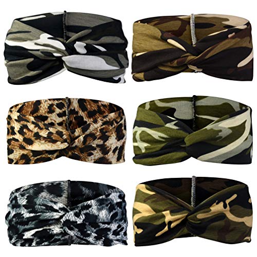 6kom Camo Leopard trake za glavu elastični luk traka za kosu Turban Twisted Head Wrap Knot Hair Accessories
