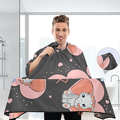 Alaza Lovely Elephant Pink Heart Valentines Vodootporan brijač za muškarce Žene Brada brijanje Bib pregače profesionalna krpa za rezanje kose, 65 x 55 inča