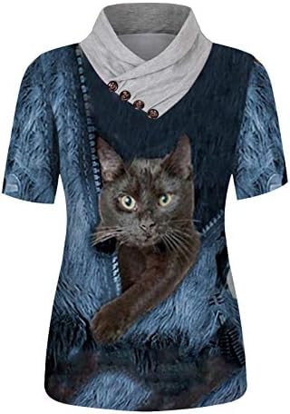 Ženske košulje velike žene Casual Tops dugmad sa V-izrezom štampanje kratkih rukava džemperi bluza