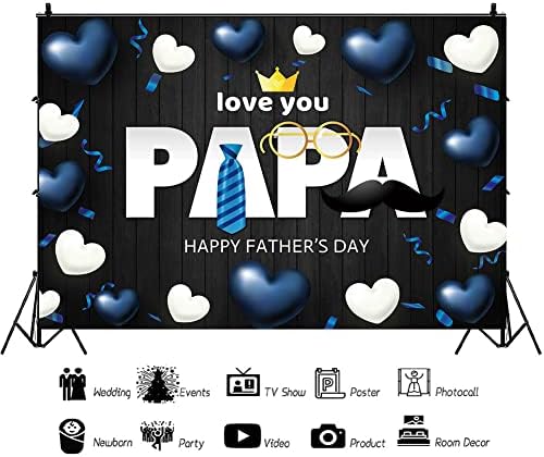 Hilioens 5×3ft Happy Očev dan pozadina volim tata Crni drveni uzorak Love Papa zahvaljujući otac Tema Party Dekoracije pozadini Banner Supplies