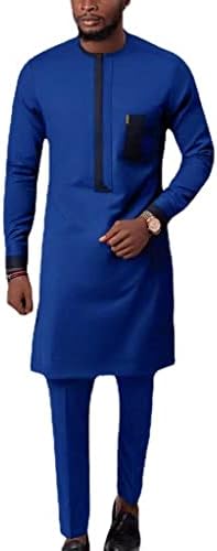 Xsion dugih rukava Muška afrička dashiki Outfit 2 komada Set majica i hlače Tradicionalno etničko odijelo