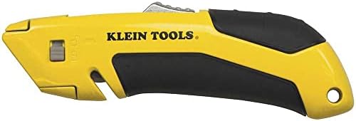 Klein Tools 44136 Pomoćni nož, samo-uvlačeći rezač kutija za teške uslove rada i nož za izradu sa držačem bez klizanja, skidanjem žice i rupom za uzicu