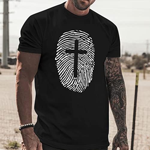 XXBR Ljeto MENS vojnički kratki rukav T-majice Fingerprint Faith Vjera Isus Cross Thirt Thirt