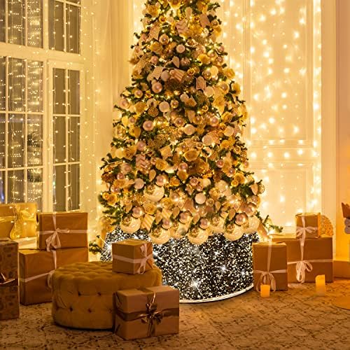 Sibosun Christmas Ogrlica - 30-inčni prsten od drveća zlata Glitter Sequils Božićno stablo Base Basket 6 listova
