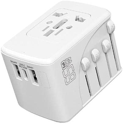 BoxWave punjač kompatibilan sa BLU G61s-Međunarodni PD zidni punjač, 3 USB Međunarodni Adapter za punjenje i konverter za BLU G61s - Winter White
