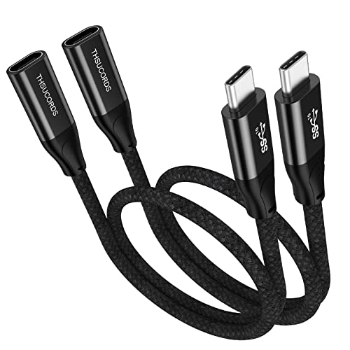 Thucords USB C produžni kabel 100W 1FT 2 paket, USB C 3.2 Gen 2 muško za žensko kabel 10Gbps Prijenos