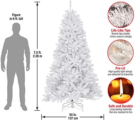 Nacionalna stabla Prethodna umjetna puna božićna drvce, bijela, sjevernu dolinu, bijela svjetla, uključuje štand,