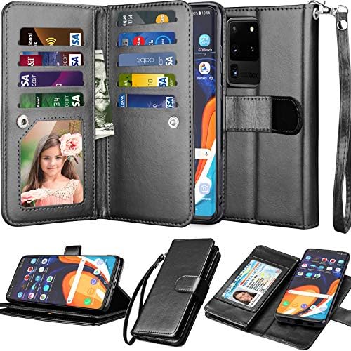NJJEX Galaxy S20 Case, za Samsung Galaxy S20 novčanik slučaj 6.2, [9 kartica slota] PU Koža ID
