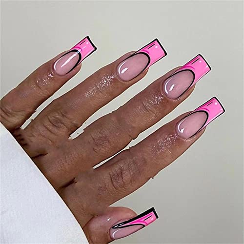 Francuski Painting Pink False Nails Full Cover Letnja kratka Coffin presa na noktima sa lepkom za žene i devojčice