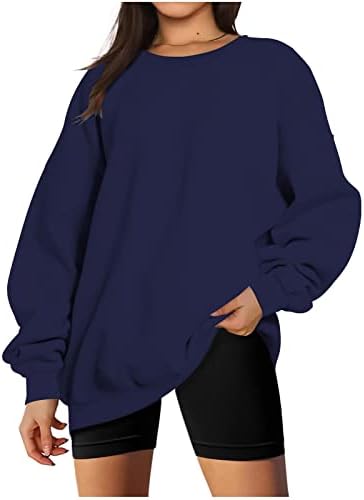 Predimenzionirana dukserica za žene Casual Fleece pulover od Crewneck vrha čvrste duge rukave košulja