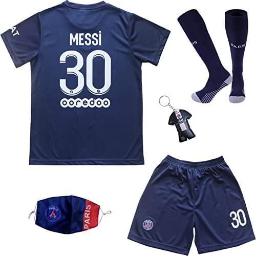 Birdbox Omladinska sportska odjeća Paris Leo Messi 10 Dječja kuća Home Soccer Jersey / Shorts Torba za ključeve Football Socks set
