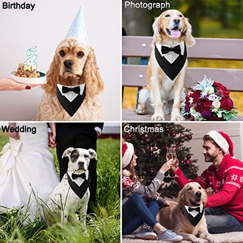 Formalni pas Tuxedo vjenčani pas Bandana ovratnik rođendanski kostim šteneta s leptir mašnom podesivom mašnom za kućne ljubimce Bandana, odijelo za pseće zabave za male srednje velike pse mačke, Božićna odjeća za pse