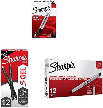 SHARPIE King Size trajni markeri veliki vrh dlijeta, crn, 12 Count & S-Gel, Gel olovke, srednja