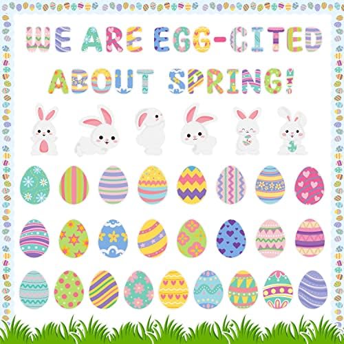 139kom Easter Bunny Spring Egg Oglasna tabla Dekoracija izreza Set sadrži Uskršnje jaje, zeko, travu, obrub, izreze sa Mi smo jaje citirano o proljetnom liku Sretan Uskrs i Proljetna sezona