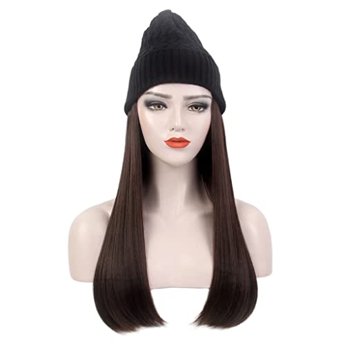 N / modni evropski i američki ženski šešir za kosu crni pleteni šešir perika duga ravna Svijetlosmeđa