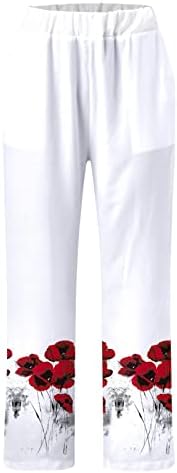 Pamučne lanene kapri pantalone ženske Ležerne letnje kapri pantalone sa džepovima visokog struka udobne