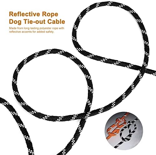50ft kolica za pse za vezanje kabla za velike pse, srednjeg psa i malog psa, kamp vanjski kabel, reflektirajuće pseće užad povodac za izvlačenje pasa do 125 kilograma