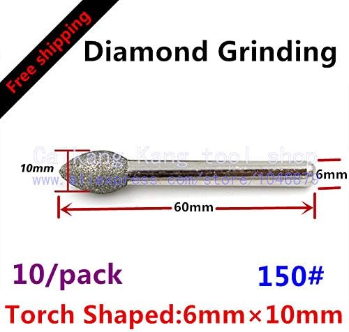 XUCUS 10 / set New Diamond mljevenje Jade Poljska glava: 10 mm Fini pesak Veličina čestica: 150 # baklja u obliku: 6mm10mm