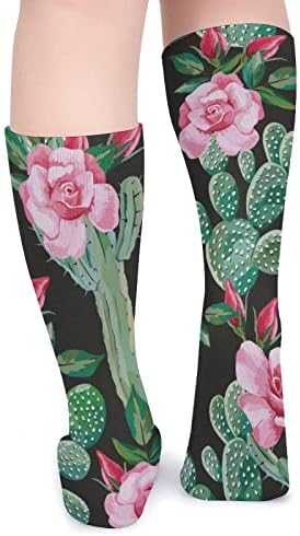 WEEDKEYCAT ruže i Kaktus debele čarape novost Funny Print grafički Casual toplo Mid Tube čarape za zimu