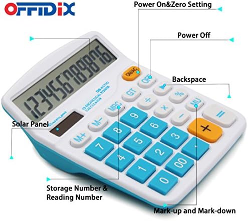 Offidix Desktop kalkulator 12-znamenkasti LCD displej kalkulator kalkulatora uredskog stola, dvostruki elektronski
