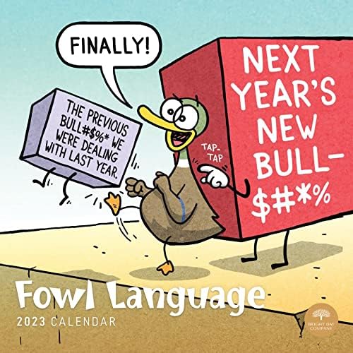 2023 Jezik kokoša Mjesečni zidni kalendar od vedrim danom, 12 x 12 inča, poljoprivredne životinje Comic