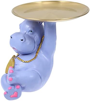 Toyandona ljubičaste prstenove ploče za skladištenje nakita nakit hippo statue sundries kontejner držač za ključeve smole hipopotamus figurice sitni jela za kućne dekor za pladanj slatkiša