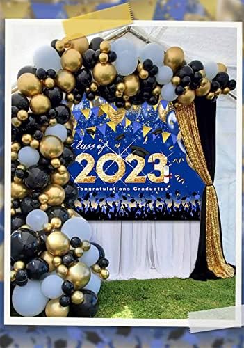 Avezano klasa 2023 mature pozadina plavi i Zlatni baloni Čestitam diplomanata pozadina čestitke Grad College