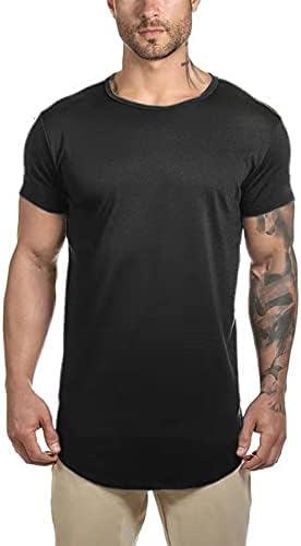 LETAOTAO Long Shirts for Men Hip Hop Shirts Longline Hipster Gym majice Reflective Line Scallop Tee