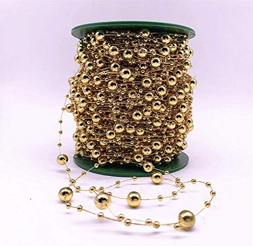 Zorpia 98ft božićne perle Garland Dekoracija, umjetni biseri perle Garland Zlatne perle Rola za božićnu vjenčanje