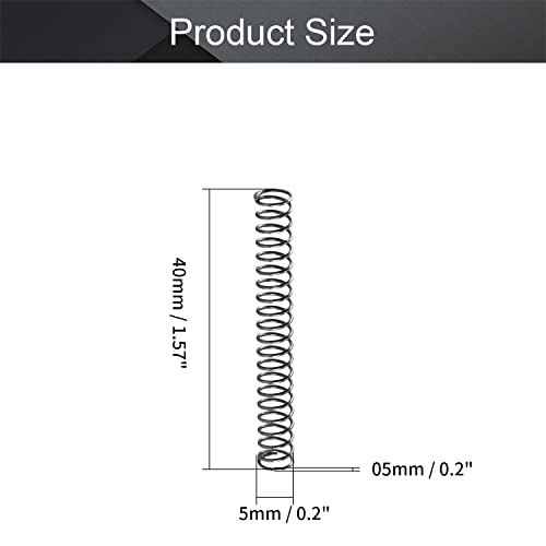 MroMax 20pcs komprimirani proljeće, 0,5 mm Žičana dia, 5 mm od, 40 mm, dužine 40 mm, sivi crni proljetni čelični