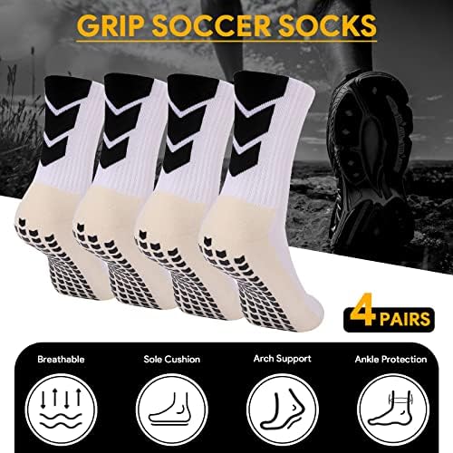 Kricjyh Muške atletske čarape Ne klizne antilepske čarape Cijeli jastuk posade trening Soccer Grip