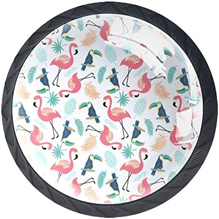 Idealiy Flamingos Tukani i palmino lišće uzorak vrata ladica Pull ručka dekoracija namještaja