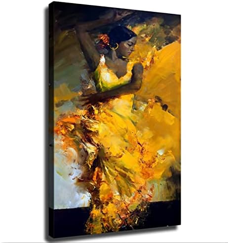 Sažetak portreti seksi španjolski flamenko plesači u žutoj haljini Poster Dekorativno slikanje