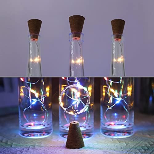 2 kom svjetla za flašu vina sa plutom, 10 LED svjetla na baterije DIY Fairy Lights niz za zabavu,noć