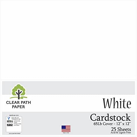 Bijeli karton - 12 x 12 inča - poklopac 65lb - 25 listova - jasan palica