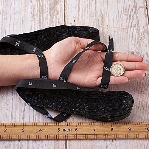 Cheriswelry 7rolls Crna odjeća Veličina tkanih naljepnica S / M / L / XL / 3XL / 4XL / 5xL Veličina šivaćih